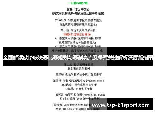 全面解读欧协联决赛比赛规则与赛制亮点及争冠关键解析深度篇指南